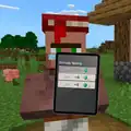 Librarian villager asking for tip on a tablet