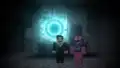 Jonathan Minecraft and Mobbo entering Minecraft through the feature addition machine.