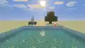 Water with reflections off. The redstone torch can be seen emitting red point light.