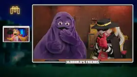 AMCMMSwGB&B McDonald's Friends.png: Infobox image for A Minecraft Movie Meal Stream with Grimace, Birdie & Hamburglar the video in Minecraft