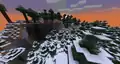 Hilly terrain in a snowy taiga biome.