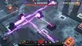 The Heart of Ender using its beam attack on a hero during its boss fight.