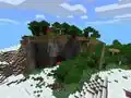A dark forest biome. The stone variants granite, diorite and andesite can also be seen in the cliff.