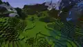 A plains biome forming a valley between mountains.