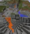 A large hole in a gravelly mountains biome.