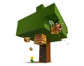 Artwork of several bees near a bee nest.