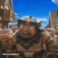 General Chungus raising a sword.