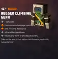 Rugged climbing gear within the inventory.