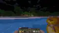 Ari rowing a boat with a yellow bundle.[note 1]
