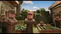 Multiple villagers and an armorer near farms