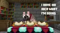 A wolf using enchanting tables, unsure what to do.