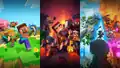 Minecraft Triple Bundle horizontal key art without text or logos.