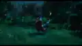 Garrett recoiling from an explosion