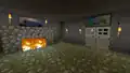 The ground of this shelter has been replaced with mossy cobblestone from a monster room, for aesthetic purposes.
