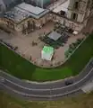 Aerial view of the block.