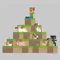 Official T-shirt artwork featuring Steve and mobs. Made by Capy.