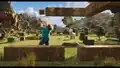 Steve building with dirt blocks