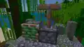 Two sticky pistons atop a temple.