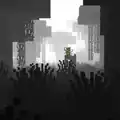 A creaking silhouette in the fog.