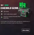 Emerald gear within the inventory.