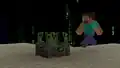 Steve near a mine crafter.