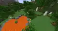 A tree generated next to a lava lake, which caught on fire.