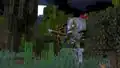 A bogged aiming at something at night.