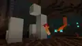 Ari looking at a dried ghast in a soul sand valley next to a nether fossil.