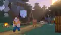 Ari using the new leashing functionality to leash 3 mobs in a line, while holding a snowball to attract a happy ghast.