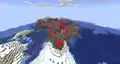 A rare occurrence of a mushroom fields biome touching the mainland.