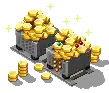 Pixel art representing 3200 Minecoins, featuring two minecarts.