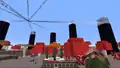 A player looking at End spikes in a mushroom fields biome.