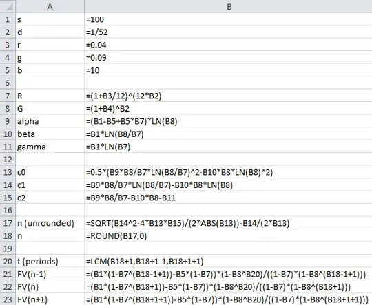 Spreadsheet formulae