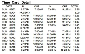 This is my time card