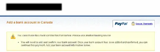 PayPal error image: "You cannot use a credit card for this transaction. Please use another funding source."