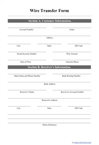 Wire transfer example form