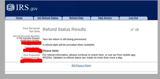 Refund status screenshot