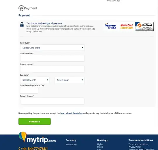 Screenshot of the actual credit card fields and SecureCode badge