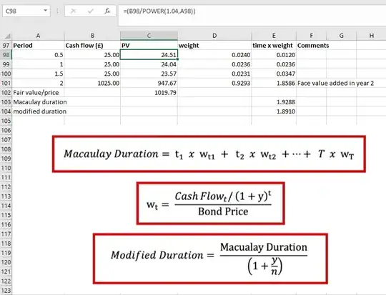 Macaulay and modified duration calculation