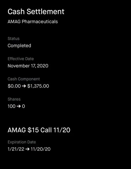 Screenshot of message