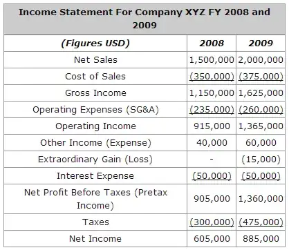 Sample Income Statement