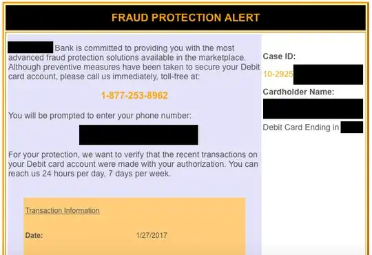 Cropped image of fraud protection alert