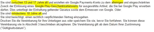 Google Wallet wants me to be full-aged.
