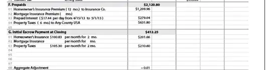 section F and G of the CFPB sample closing disclosure