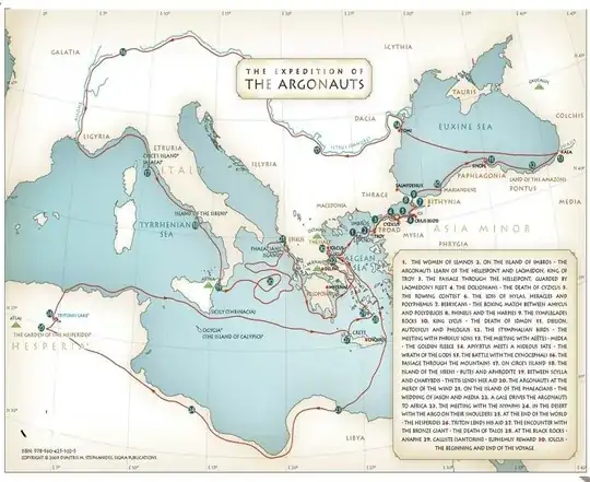Apollonius Rhodius' Argonautica route map