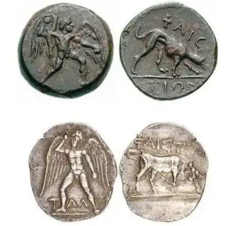 coins depicting Talos with wings