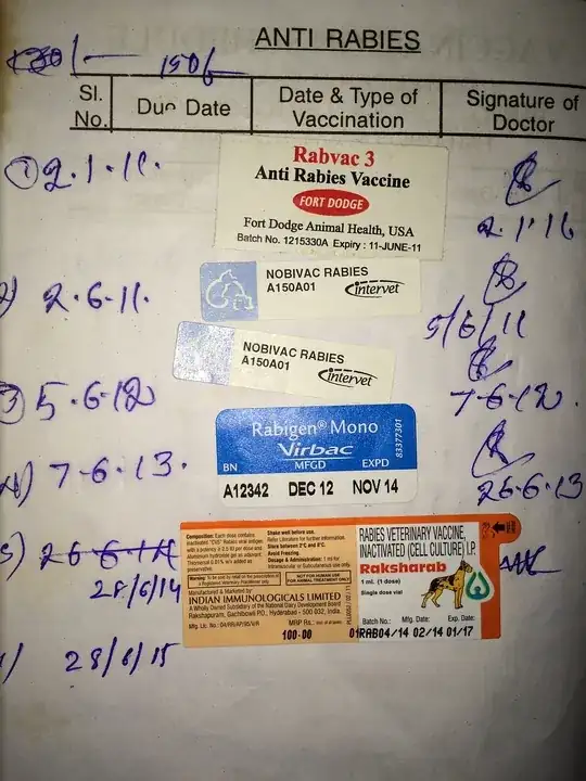 Vaccination schedule for Anti-Rabies