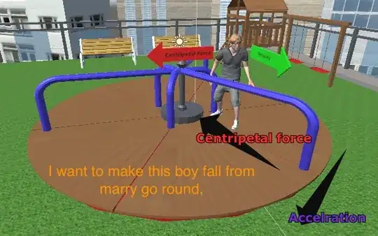 I want to make this boy fall in the game and not able to figure out a way or formula which is responsible to make this boy fall from merry go round