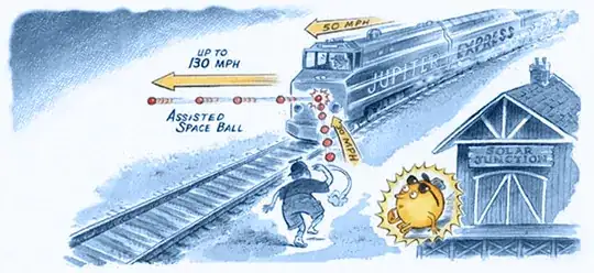 Ball bouncing off train