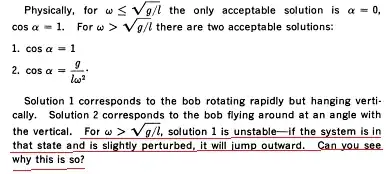 conical pendulum, jumping outward